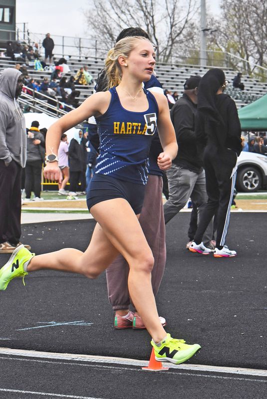 Hartland senior Sophia Nunnery won the 1,600-meter run during the Highland Games track and field meet on Saturday, April 18, 2026 at Howell High School.