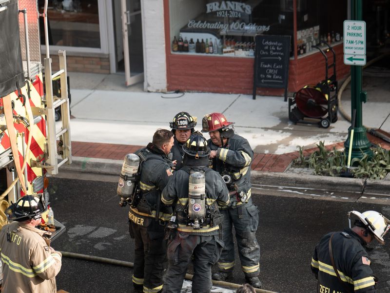 Zeeland firefighters respond to Frank's Restaurant on Main Avenue on April 18, 2026.