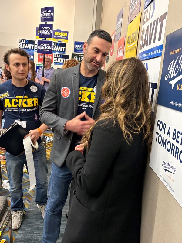 Jordan Acker and Pamela Lippitt at the Michigan Democratic Nominating convention this past weekend