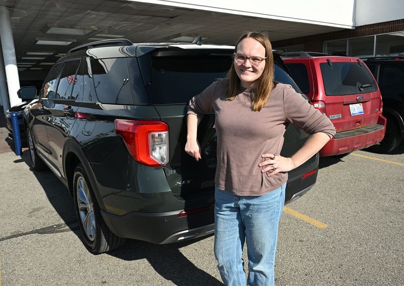 Katie Downs, 30, of Canton, and her husband wanted a bigger vehicle they could afford and chose this 2024 Ford Explorer to replace a Subaru Forester they bought new in 2022.
