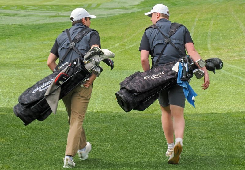Seniors, teammates and great friends, Charlevoix's Joe Gaffney (left) and Bryce Boss (right) are back together walking the golf course a year after a devastating crash put their time together as teammates on hold. Gaffney, Boss and the rest of the Rayder team opened the 2026 season on Friday, April 17.