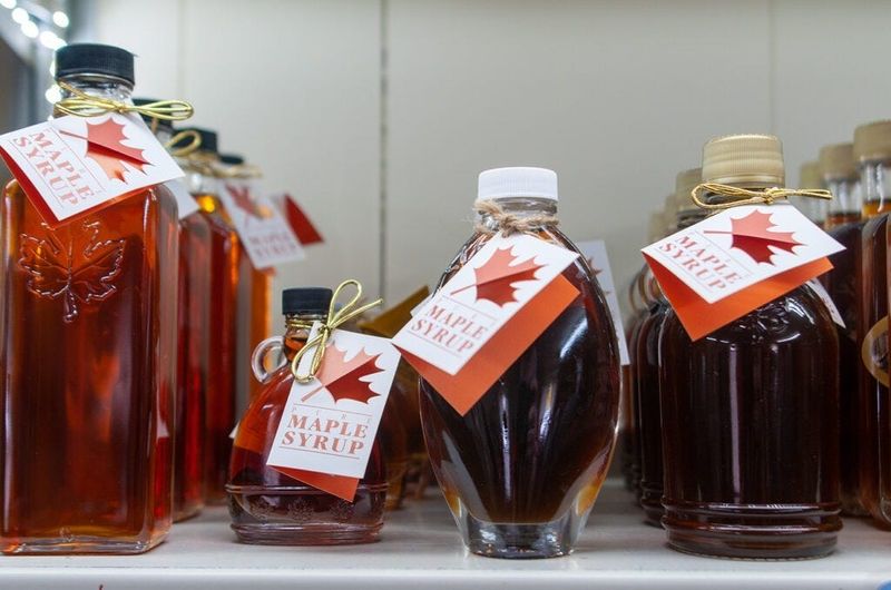 Bottled maple syrup.