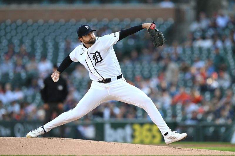 Apr 22, 2026; Detroit, Michigan, USA; Detroit Tigers starting pitcher Casey Mize (12) throws a pitch against the Milwaukee Brewers in the first inning at Comerica Park. Mandatory Credit: Lon Horwedel-Imagn Images