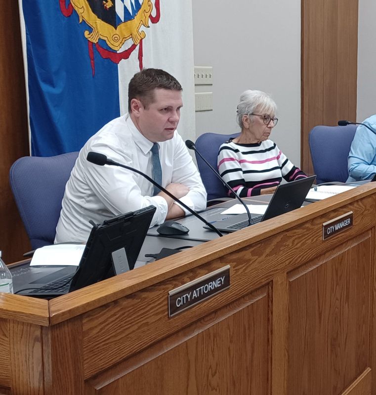 Sturgis City Manager Andrew Kuk discusses a proposed recycling ordinance during a city commission meeting in October. Kuk announced Wednesday, April 22 he is stepping down from his role, effective July 24.