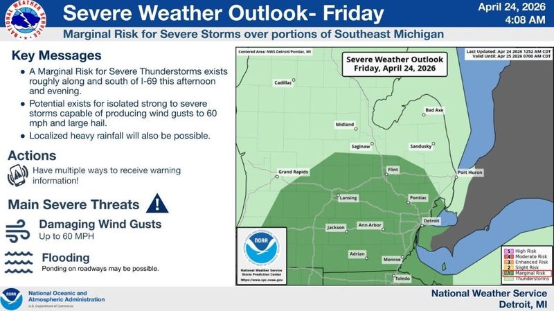 Severe weather outlook for southern Michigan for April 24.