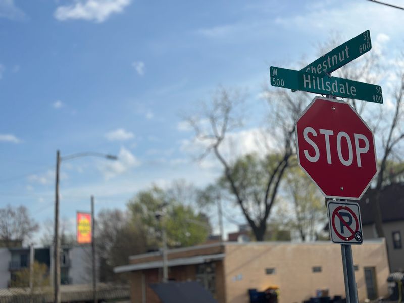 The scene of a shooting that occurred late Thursday evening near the intersection of South Chestnut and West Hillsdale Streets in Lansing, pictured Friday, April 24, 2026.