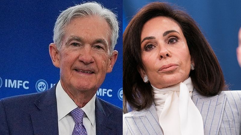 Federal Reserve Chair Jerome Powell, left, and U.S. Attorney Jeanine Pirro.