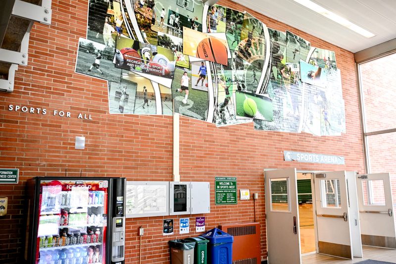 A mural above the entrance to the sports arena at Michigan State University's IM West on Friday, April 24, 2026, in East Lansing. The building was constructed in 1958 and will be demolished in spring 2027.