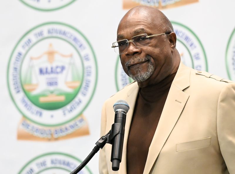 Rev. Dr. Wendell Anthony, NAACP Detroit Chapter President, speaks during a press conference before the NAACP Freedom Fund Dinner on April 26, 2026 at Huntington Place in Detroit.