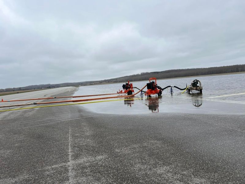According to an April 27, 2026 update, a third water pump has been added at the Pellston Regional Airport and the water line has gone down.