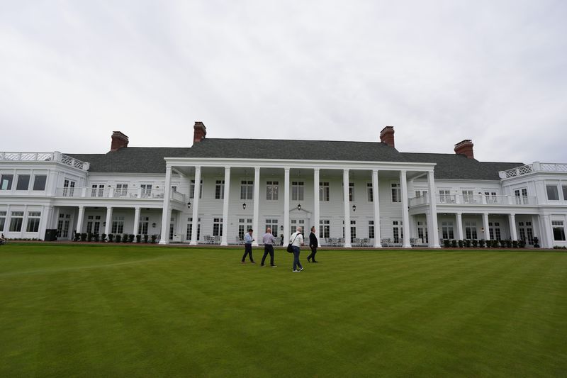 Iconic views of the South Course from the pillared veranda and the vista from the course back to the clubhouse have been restored at Oakland Hills Country Club seen during a tour of the new clubhouse that was rebuilt after a fire burnt it down four years ago in Bloomfield Township, Monday, April 27, 2026.