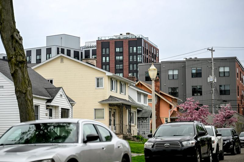A view of Michigan State University student housing in East Village on Kedzie Street on Monday, April 27, 2026, in East Lansing.