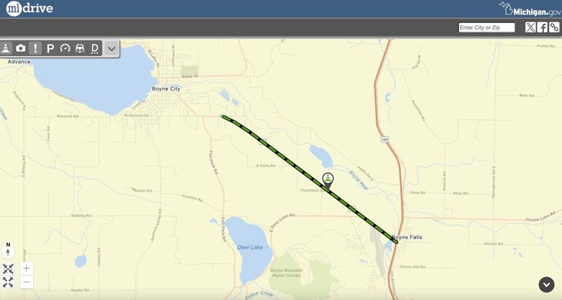This MIDrive map shows the 4-mile section included in MDOT's M-75 project in Charlevoix County for this spring.