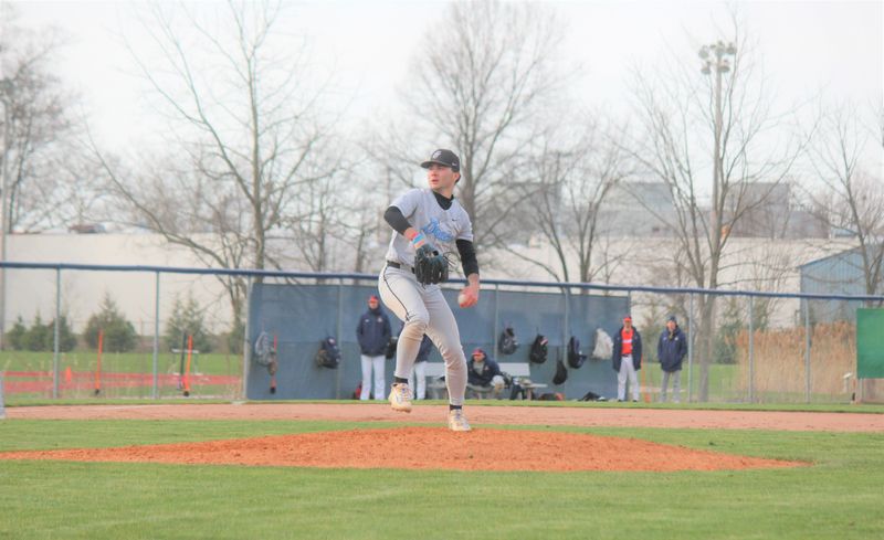 Former Cheboygan High School baseball standout Kaleb Blaskowski pitches for Grace Christian University during a game this season. Blaskowski has made it work on the mound during his senior season with the Tigers.