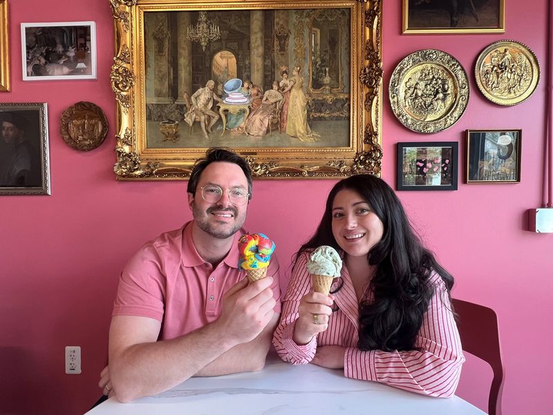Mitchell and Samantha Stork, owners of Sedo's Premium Ice Cream, which opens May 2 at 120 E. Liberty St. in Milford.