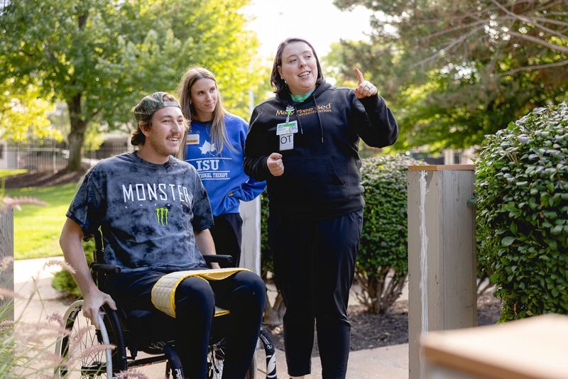Jason Norwood, 27, of Howell, participates in physical therapy Mary Free Bed Rehabilitation Hospital in Grand Rapids.