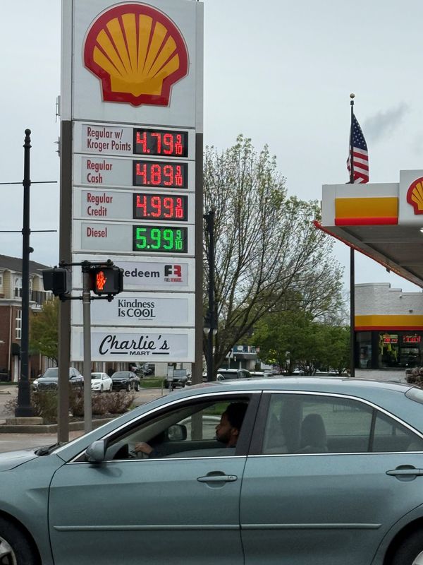 Gas prices at a Shell station in Ferndale at Hilton, near Interstate 696, near $5 a gallon on Wednesday, April 27, 2026.
