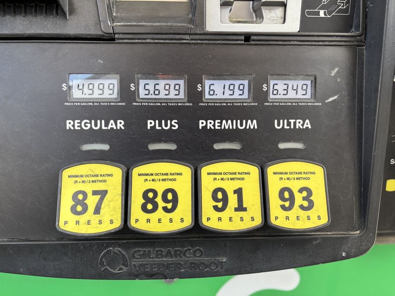 The price of unleaded gas climbed to $4.99 at the Mugg & Bopps gas station at 763 S. Michigan Avenue in Howell on Thursday, April 30, 2026. Premium was selling for $6.34 a gallon.