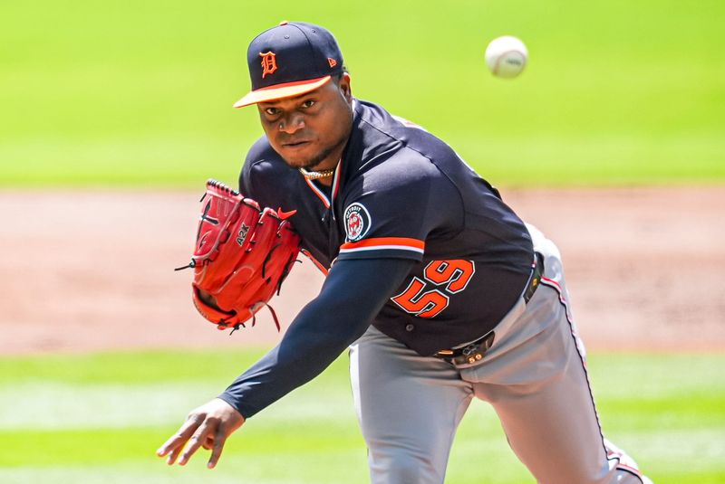 Detroit Tigers pitcher Framber Valdez pitches against the Atlanta Braves during the first inning at Truist Park on April 30, 2026 in Atlanta.