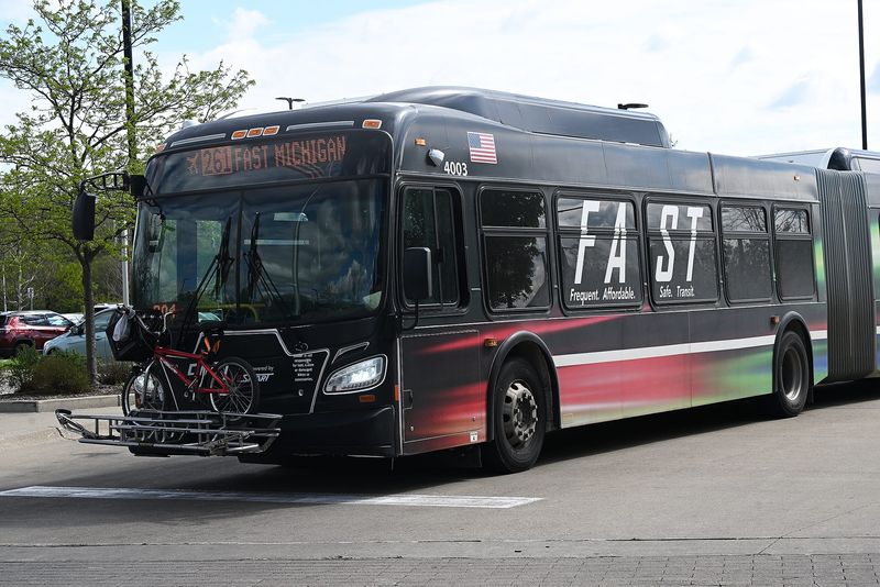 Photo of a Smart Bus leaving the John D. Dingell transit center in Dearborn on Thursday, April 30, 2026, in Dearborn, Mich