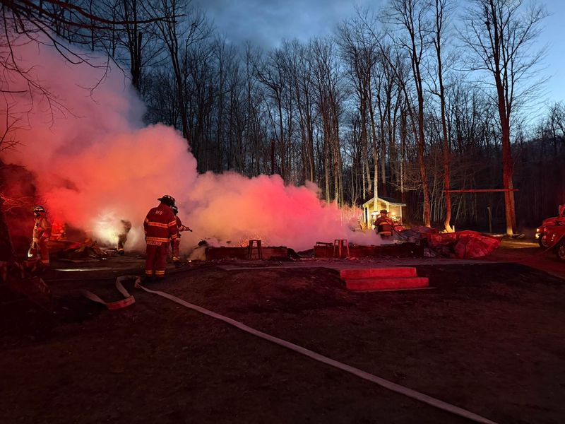 Multiple Chippewa County fire departments responded to a remote cabin fire on April 30, 2026.