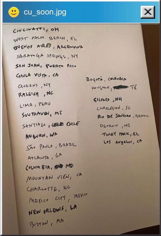 Hayley Williams included Detroit in a list of North and South American cities posted on her website on May 2, 2026, presumably mapping out an upcoming tour.