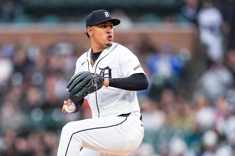 Detroit Tigers pitcher Keider Montero (54) throws against Texas Rangers during the first inning at Comerica Park in Detroit on Saturday, May 2, 2026.