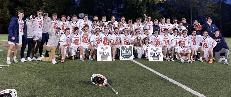 The Hope College men's lacrosse team won the MIAA title over Calvin on Friday, May 1, to remain unbeaten.