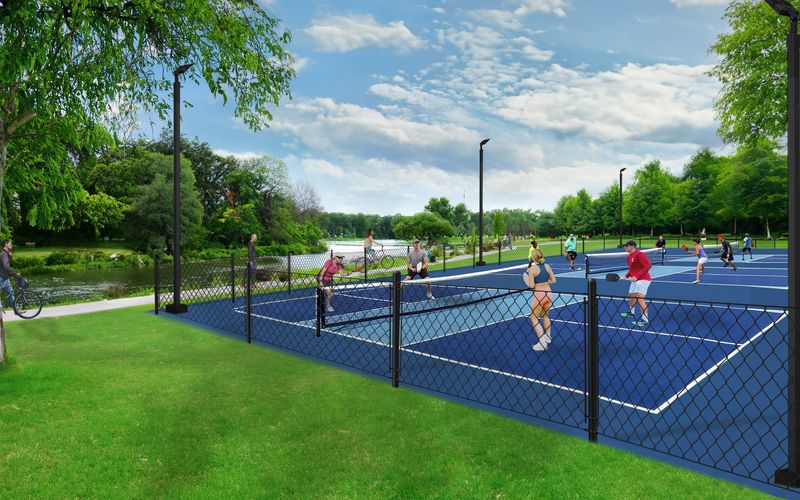 An initial conceptual image showing one of the amenities that will be in Red Run Park – pickleball courts. The image, which is from 2024, isn't specific to the park's final plans and designs.
