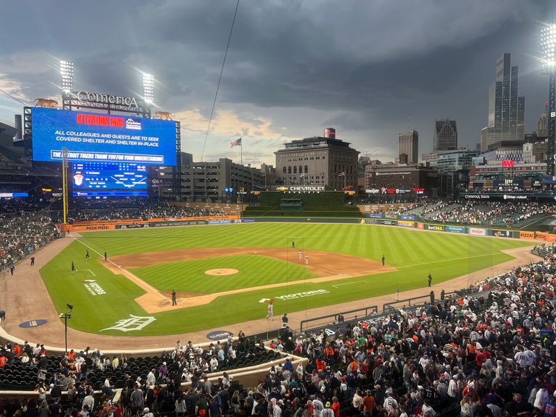 Comerica Park, home of the Detroit Tigers, on May 4, 2026, in Detroit, Michigan.