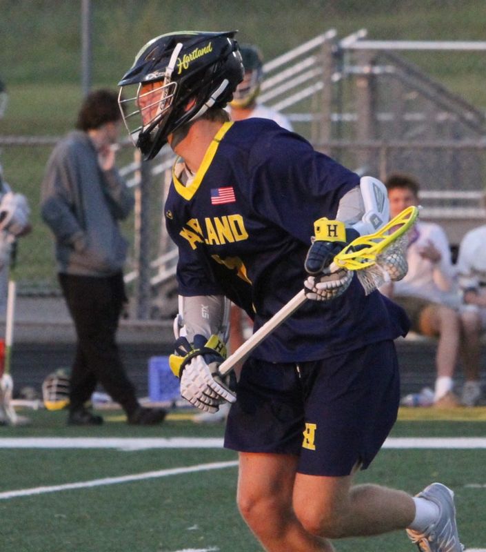 Hartland's Connor Gilbert had five goals and one assist against Plymouth in the KLAA championship lacrosse game.
