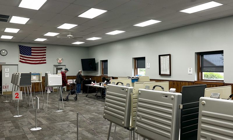 Voters cast their ballots, Tuesday. May 5, 2026, in Alaiedon Township.