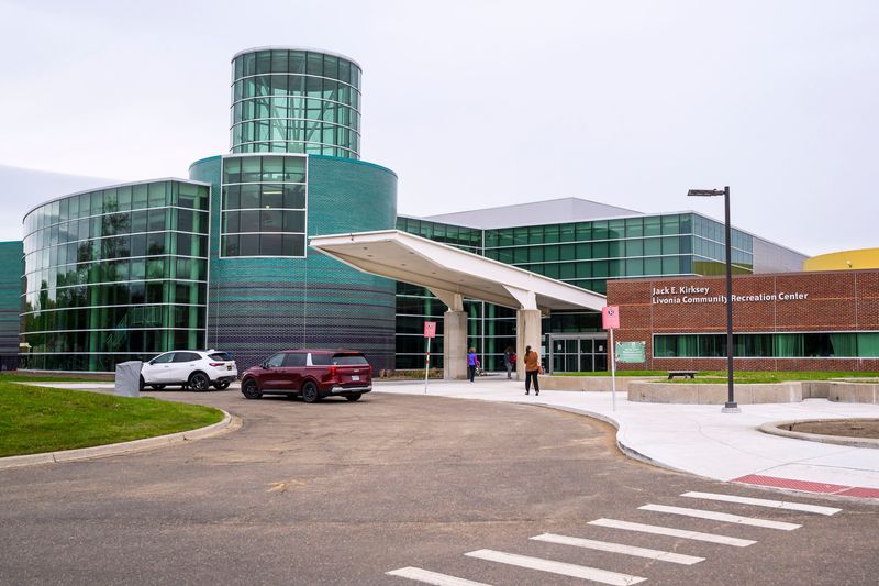 Visitors arrive at the newly renovated Jack E. Kirksey Recreation Center on Tuesday, May 5, 2026 in Livonia, Mich.