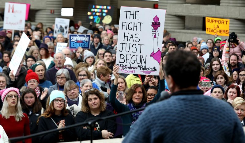 A crowd of 500 people gathered for the Women's March and rally inside the Ford Rotunda inside the Charles H. Wright Museum of African American History in Detroit on Saturday, January 19, 2019.