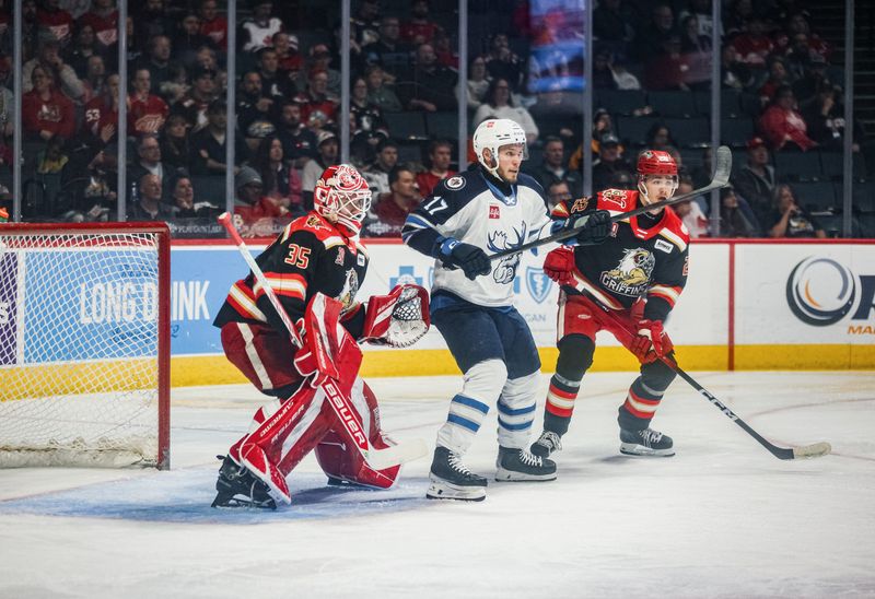 Grand Rapids Griffins play the Manitoba Moose in Game 3 of the AHL Central Division semifinals on May 6, 2026.