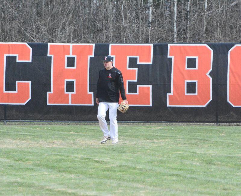 Cheboygan junior center fielder Nolan Schley awaits an upcoming play during a game against Sault (Canada) Black Sox on Wednesday, May 6. Schley has been a defensive star for the Chiefs in the outfield this season.
