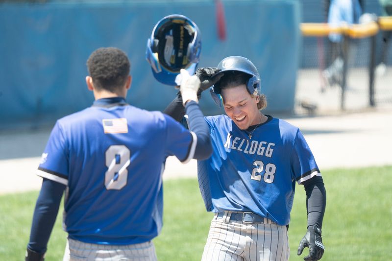 Kellogg sophomore Payton Bookwalter scores a home run during a game against Kalamazoo Valley at C.O. Brown Stadium on Thursday, May 7, 2026.