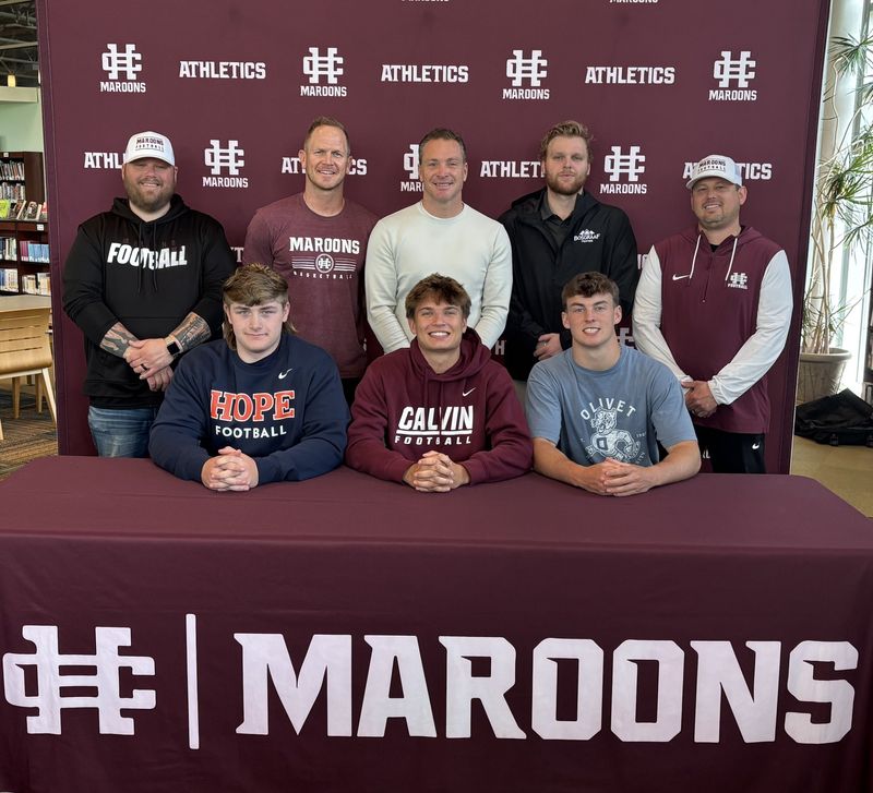 Holland Christian's Hayden Fee, Simon Grotenhuis and Will Grant made their college commitment official this week.