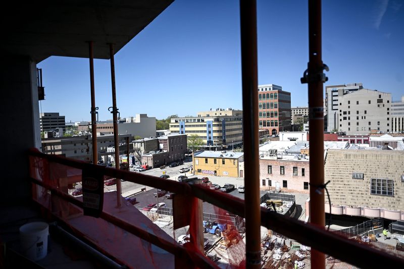 A view of downtown from Gentilozzi Real Estate's Tower on Grand building on Monday, May 4, 2026, in Lansing.