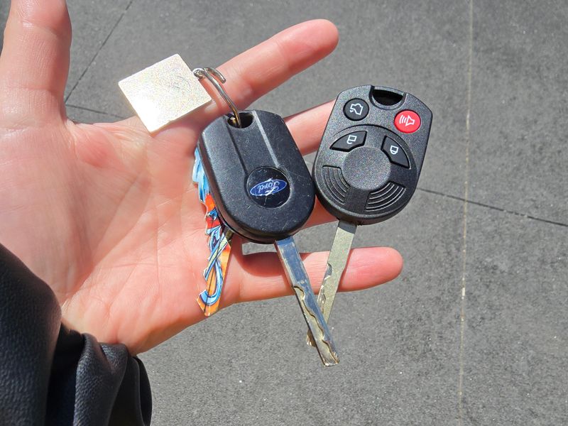 The key on the left fell 20 floors down an elevator shaft in an apartment complex and did not survive. The key on the right cost $220 and several days of mental anguish.