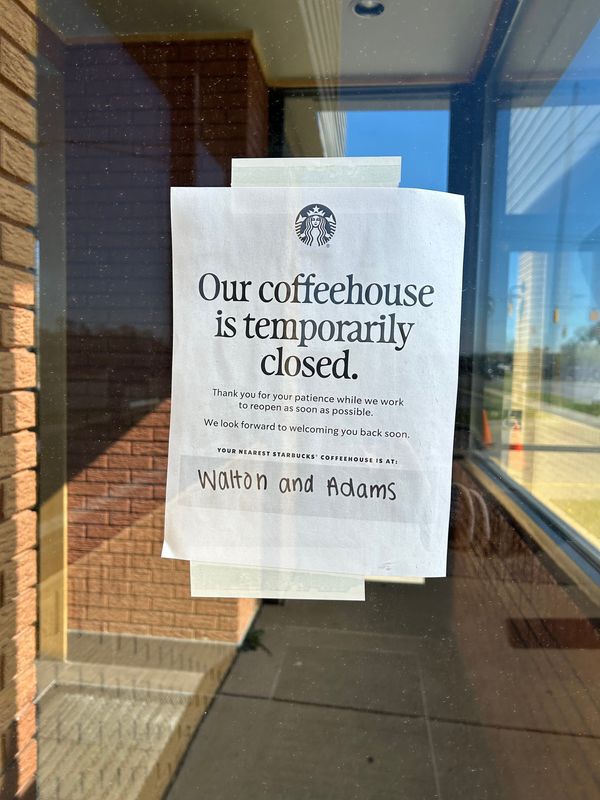 A Starbucks in Lake Orion was closed due to a water main break on Monday, May 11.