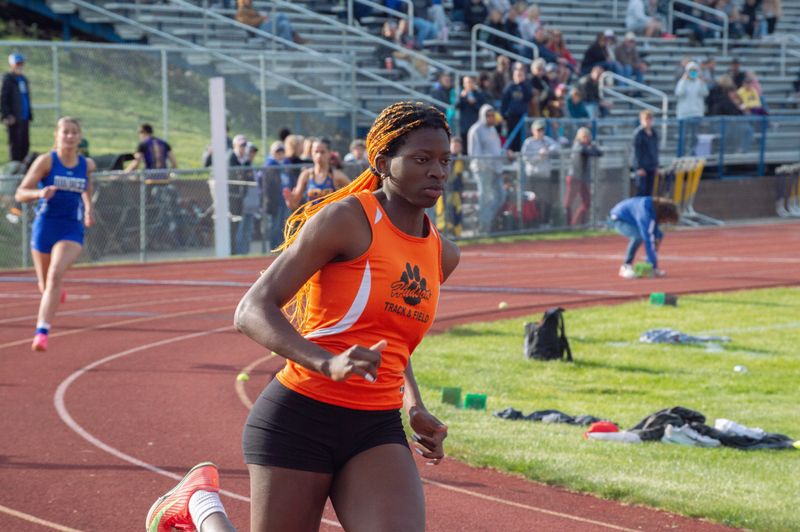 Naika Rath of Hudson in the 400-meter dash.