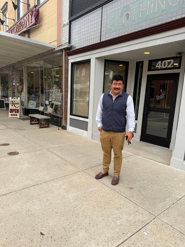 Saddleback BBQ's Matt Gillett in front of the Mason storefront his company has leased for Assembly, a new restaurant.