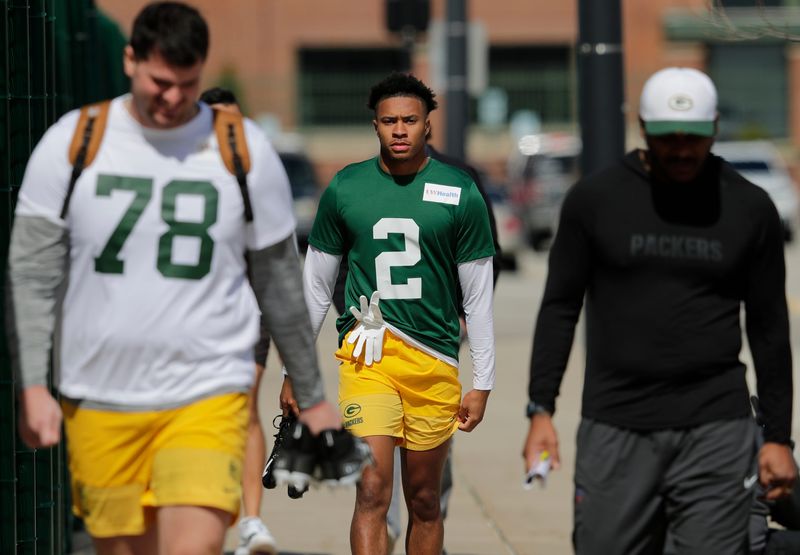 Green Bay Packers Brandon Cisse (2) arrives during rookie minicamp Friday, May 1 2026, at the Don Hutson Center in Green Bay, Wisconsin.