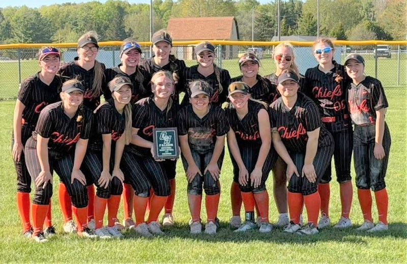 The Cheboygan softball team finished a perfect 3-0 and took first place at the Ogemaw Heights tournament in West Branch on Saturday, May 16. The Chiefs topped the host Falcons 2-0 in the championship game.