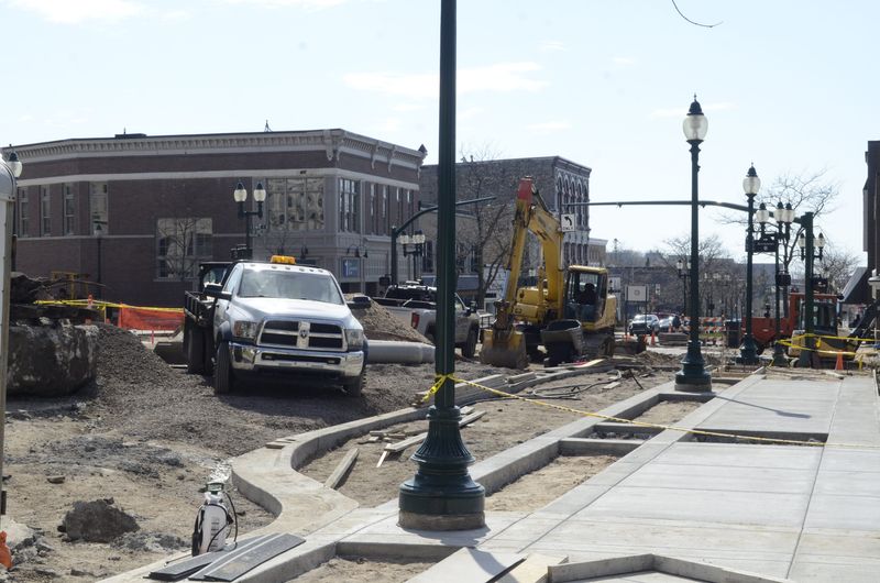 Construction is seen in downtown Petoskey on May 7, 2026.