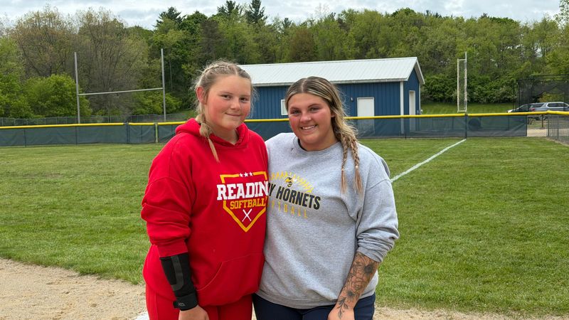 Jordyn Mapes (left) and Kristyn Mapes (right) played the first and only doubleheader series the siblings will get to play against each other at the high school level.