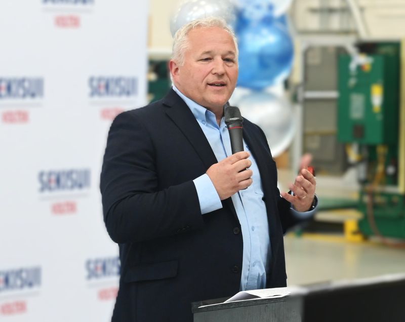 Voltek President Neil Beckhusen outlined new type of products the expended plant can produce to expand the Coldwater plat's market May 19.