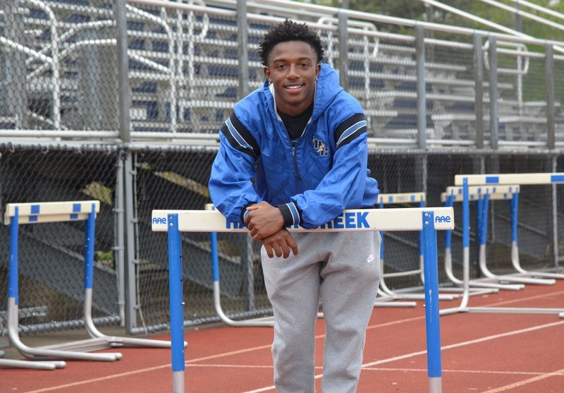 Harper Creek senior DJ Wood is the state champ in the 110 hurdles and the 300 hurdles and is looking to defend his titles at the upcoming MHSAA state track championships.