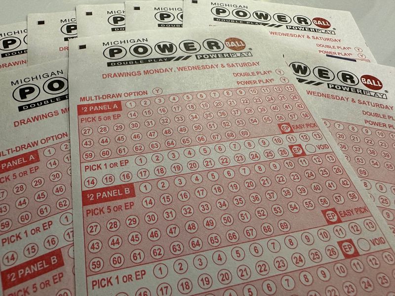 Powerball bet slips on May 20, 2026.
